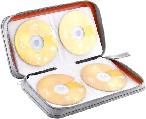 Bivisen DVD Case Holder Wallet Binder, 96 Capacity CD/DVD Storage Organizer for Car, Home, Travel (Orange)