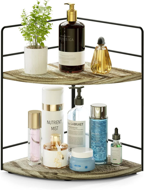 ZGO 2-Tier Bathroom Counter Organizer, Corner and Makeup Organizer for Vanity and