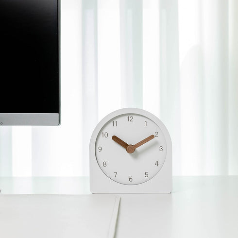 Wooden Silent Non-Ticking Battery Operated Decorative Mini Analog Clock, White for Home Office Living Room