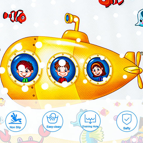 40x16 inches, 200 40 16in) Kids Bath Mat with Ocean Theme Design, Non-Slip with Suction Cups, Cartoon Sea Animals