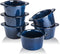 VICRAYS Creme Brulee Ramekins, 6 oz Ceramic Bowls for Baking Individual Casserole, Souffle Dishes, Blue Set of 6