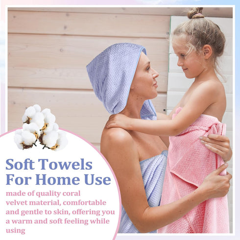 24 6 Sets Set Peryiter Pcs Bath Towels and Washcloths Microfiber Bathroom Beach Pool Large Towel Coral Velvet Highly