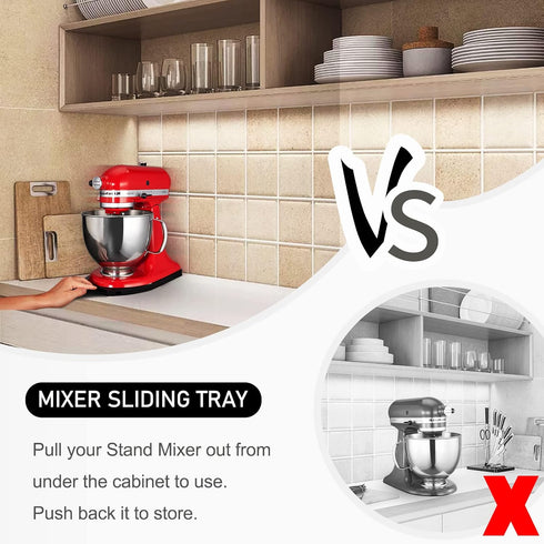 Upgrade Mixer Slider for Kitchenaid Mixer, Sliding Tray Kitchen Appliance Slide Tray with Smooth Rolling Wheels, Black