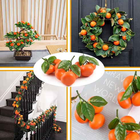 Fake Mini Tangerine Orange Artificial Fruit Simulation for Home Party Kitchen Festival Decoration, 3 pcs