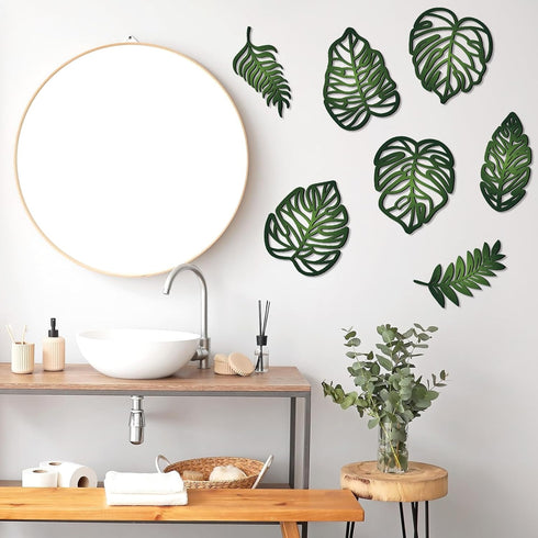 7 Namalu Pcs Tropical Wall Decor Jungle Monstera Wall Art Boho Palm Leaf Wooden Decoration Tropical Nursery Decor