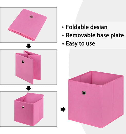 Foldable Storage Cubes Bins, 11 Inch Cloth Storage Box Organizer Set of 3 with Dual Handles for Home