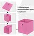 Foldable Storage Cubes Bins, Set of 6 Cloth Storage Cube Fabric Organizer Baskets with Dual Handles, 11 Inch (Pink)