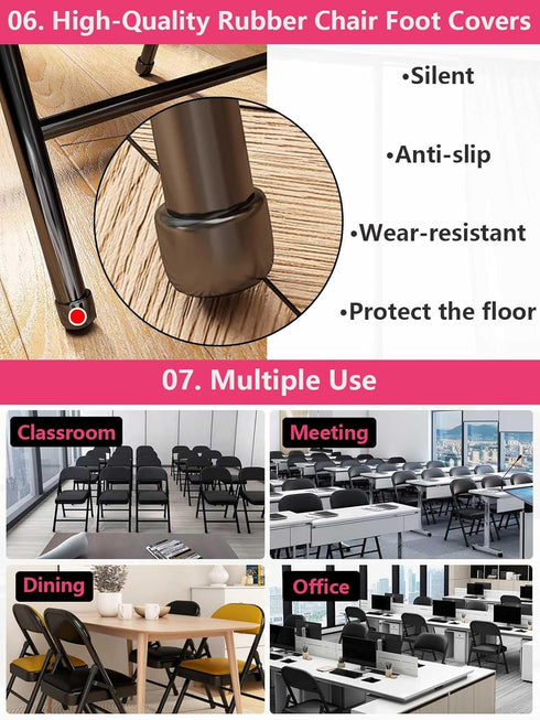 KAOCHA 1 Pack Commercial Bulk Folding Chairs with Padded Cushion, Single Black Steel Metal Frame Foldable Chair