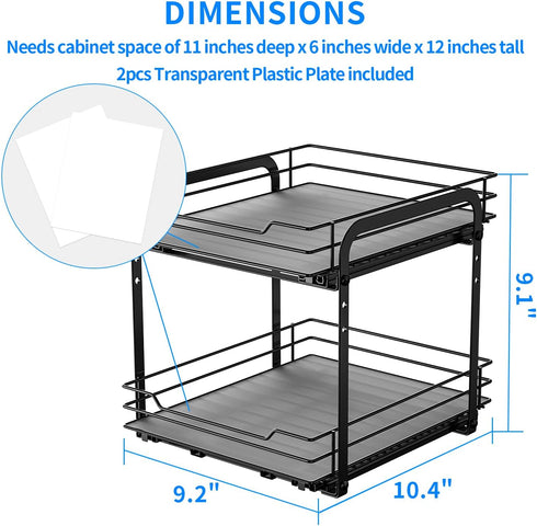 RCHYFEED 2 Tier Pull Out Spice Rack Organizer for Cabinet, Height Adjustable Heavy Duty Vertical Shelf
