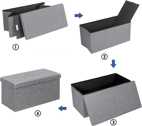 30 Inches 80L Giantex Folding Storage Ottoman W/Lift Top, Large Storage Space and Padded Seat Bed End Bench Chest