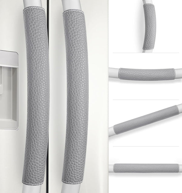 Set of 6 Refrigerator Door Handle Covers, Adjustable Appliance Protector, Non-Slip Gray Covers for Kitchen