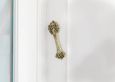 Bless This House, Tree of Life - Mezuzah Case, Wooden Texture Gold Color Design with David Star, for Jewish Homes