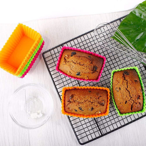 Webake Jumbo Cupcake Liners - Rectangular 4.3 Inch Silicone Baking Cups, Reusable Muffin Cups (Pack of 12)