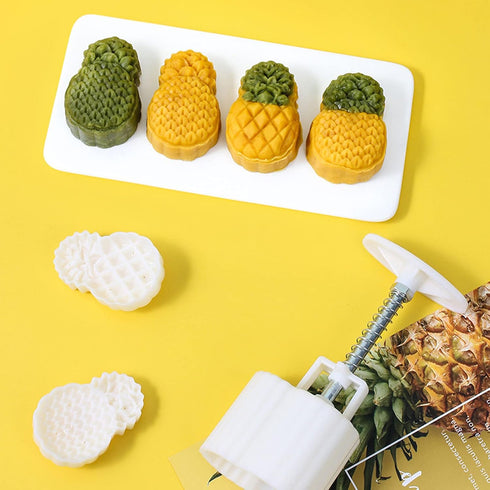 2 Set Pineapple Plastic Mooncake Mold, Hand Press Moon Cake Mould, Pineapple Cookie Cutter Bakeware Tools
