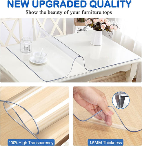 WanDeela 12x60 Inch Clear Plastic Table Protector Cover Office Desk Blotter Mat Pad PVC Transparent Topper Surface