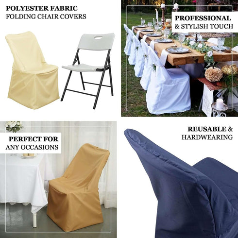 Durable White Polyester Folding Chair Covers - Reusable & Stylish