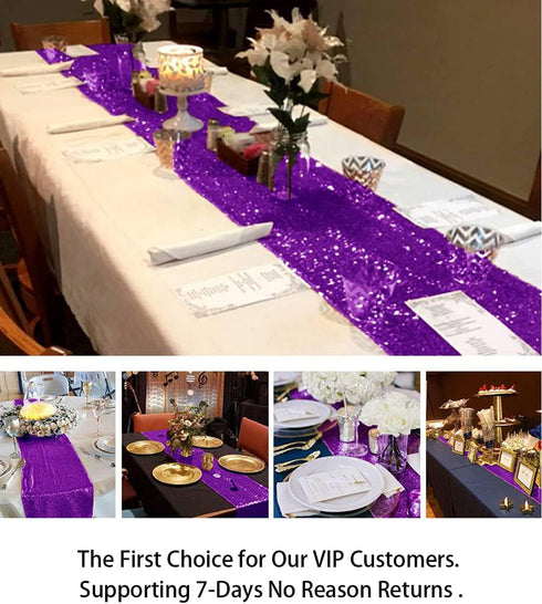 ShinyBeauty 12" x 108" Purple Sequined Table Runner