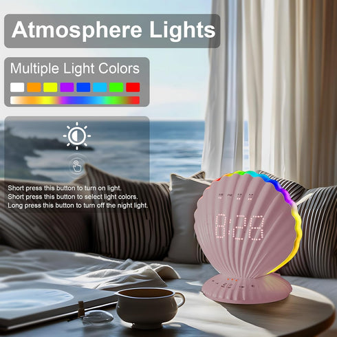 Loud Alarm Clock for Heavy Sleepers - Portable Bluetooth Speaker with White Noise Machine, RGB Night Light with Music