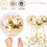 Black and Gold Confetti Balloons, 50 Pack 12inch White Latex Party Balloon Set for Decorations