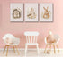 UNDDISINS 3 Pcs Animal Nursery Canvas Wall Art Watercolor Baby Animals with Wildflowers Painting Picture Wall Decor