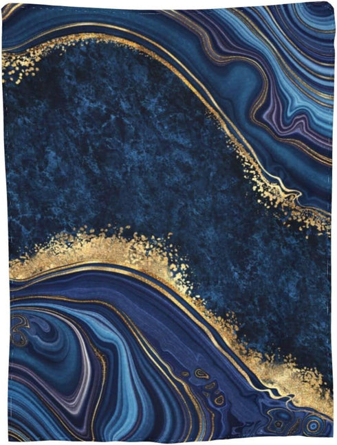 Perinsto 50"X40" Blue Painted Marble Throw Blanket Ultra Soft Warm All Season Marbling Painting Decorative Fleece