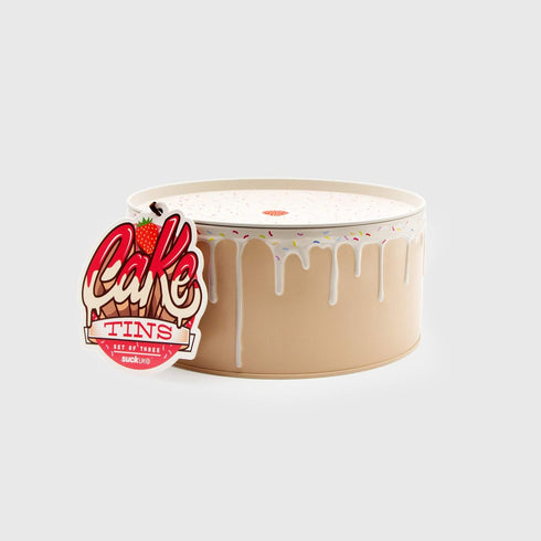 Suck UK Cookie Tin Set of 3 - Round Cake Tins with Lids, Novelty Cookies Jar, Air Tight Storage Container