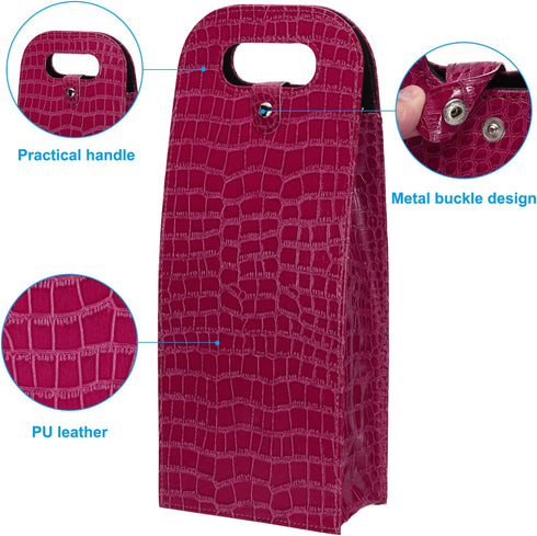 PATIKIL 2 Bottle Wine Gift Bag - Reusable Leather Wine Tote Carrier for Champagne, Portable for Picnic, Party, Wedding