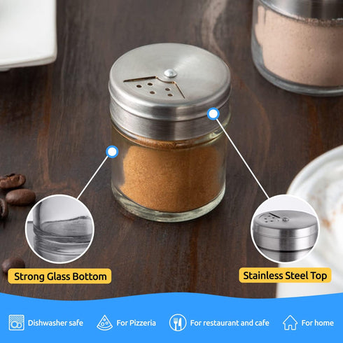 CUSINIUM 2-Pack 1.5oz Glass Spice Shaker with Adjustable Lid