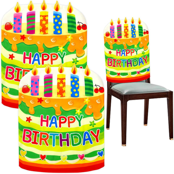 Fancy Land 2 PCS Birthday Chair Cover for Classroom, Happy Birthday Seat Cover for Kids Party Decorations