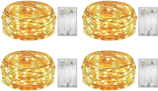 4 Pack Battery Operated Dewdrop LED Lights - Indoor Mini Fairy Lights with Timer Function for Wedding, Home Parties,
