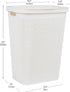 Mind Reader 60L Slim Laundry Hamper, Clothes Basket with Lid, Linen Design, Plastic, 18.25”L x 14.25”W x 23.5”H, White