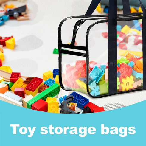 Ycchensying Game(1, Clear Toy Storage Bag with Zipper - Organizing Bags for Home Travel with Handles - for Building