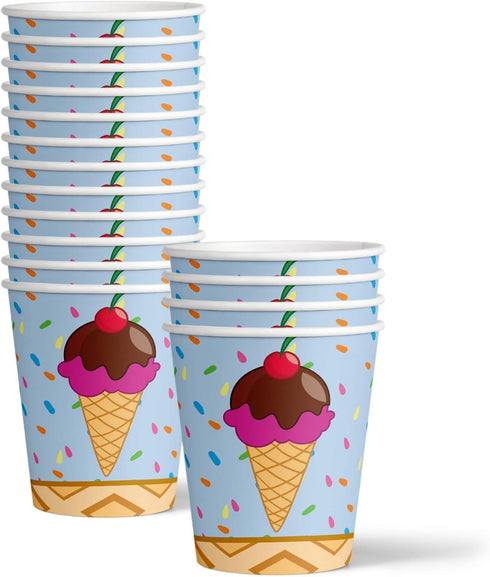 Ice Cream Shop Birthday Party Supplies – Decorations, Tableware Set for 16 Includes Plates, Napkins, and Cups