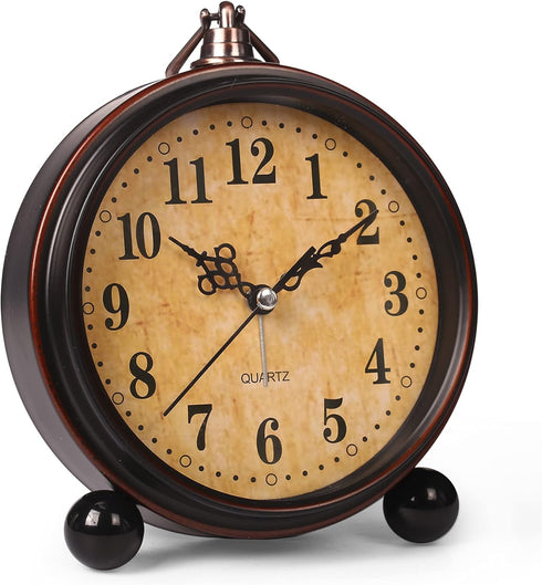 Battery Alarm Clock - Vintage Hangable Night Light, Super Silent Non-Ticking Analog Table Clock