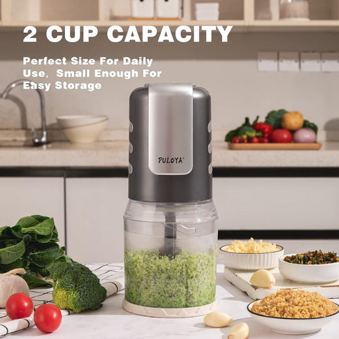 Mini Food Processor for Chopping, Mincing, and Puree, 2 Speed Electric Chopper, 400-Watt, 2 Cup Capacity, Black