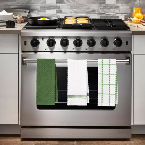 15x25 Inch Set 6 Artoid Mode Ring Spun Cotton Green Kitchen Dish Towels, Ultra Soft Absorbent Quick Drying Household