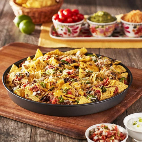 IME Nonstick Pizza Pan - 10 Inch Carbon Steel Deep Dish Baking Tray for Home Kitchen Bakeware