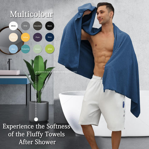 8-Piece Set,2 Sheet,2 4 600 Set,Highly Navy Bath Towels Oversized Large Bath Towels Hand Towels and Washcloths - GSM