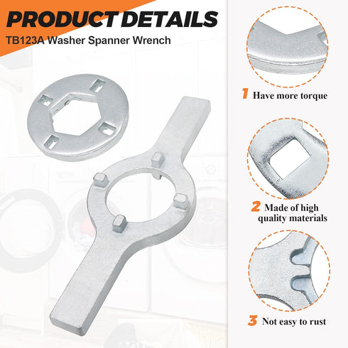 Beaquicy TB123A Washer Spanner Wrench for GE Whirlpool Washer - 1-11/16 Inch Washer Tub Nut Replaces TB123A TB123B