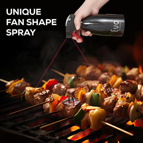 Evo Oil Sprayer 18/8 Stainless Steel Non-Aerosol for Olive, Cooking Oils, Vinegars, Black, 16-Ounce Capacity