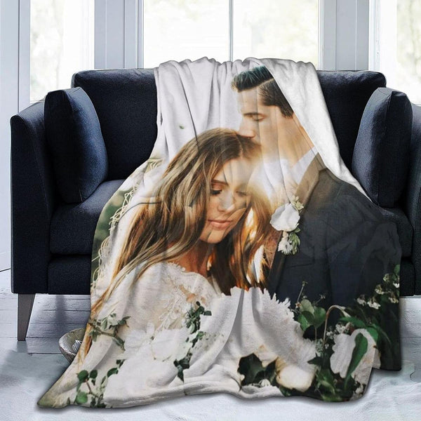 QETXVI Custom Blanket with Photos Text Customized Blanket Personalized Flannel Throw Blankets for