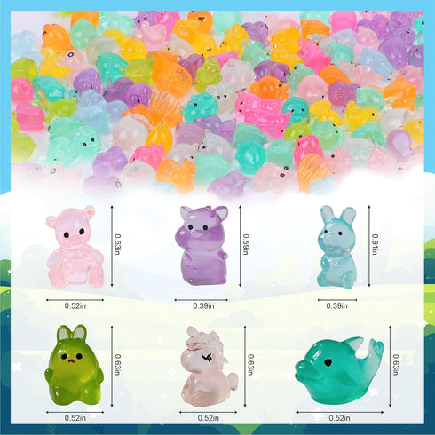 220 50+ Sets pcs Mini Resin Animals Blind Bags, Luminous Mini Resin Animal Figurines for Fairy Garden, Dollhouse, DIY