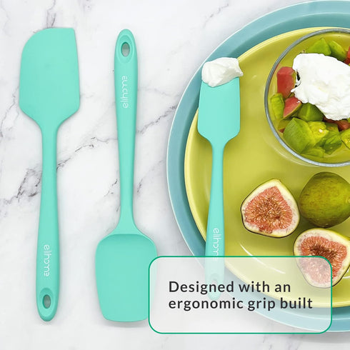 Chef Series 3 Piece Silicone Spatula Set - 600°F Heat Resistant Non Stick Rubber Kitchen Scraper Spatulas for Cooking, Baking, and Mixing – BPA Free and LFGB Certified Silicone, Green Color