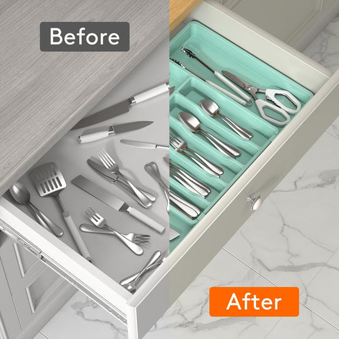 Lifewit Silverware Drawer Organizer | Expandable Utensil Tray for Kitchen, BPA Free Flatware Holder, Adjustable Storage