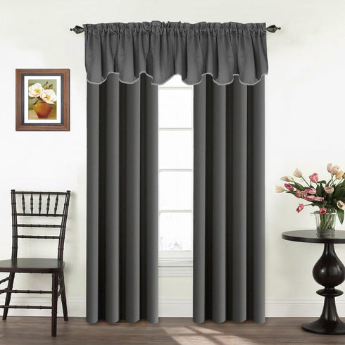 Turquoize Blackout Curtain Valances, 52" x 18" Smoked Pearl Short Scalloped Window Valance for Kitchen