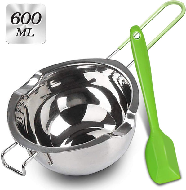 Stainless Steel Double Boiler with Silicone Spatula, Chocolate Melting Pot with Heat Resistant Handle