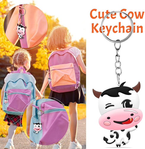 MTLEE Cow Party Favors Cute Rubber Cow Keychain, Farm Laughing Cow Animal Baby Keychains for Boys Girls Teens School