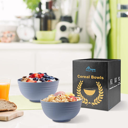 HOTEC Unbreakable Wheat Straw Cereal Bowls, Set of 8, 26oz Microwave & Dishwasher Safe Soup and Salad Bowls