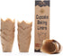 200pcs Natural Tulip Cupcake Liners, Unbleached European Parchment Paper Muffin Wrappers for Baking, Party, Christmas