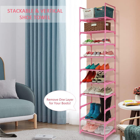 5-Tier Closet LNYZQUS Small Kids Shoe Rack Organizer, Pink Toddler Shoe Shelf Shoe Stand for Narrow Space,Mini Shoe